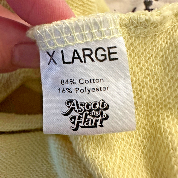ascot & hart women's xl aloha sweatshirt yellow cropped crewneck pullover top - Picture 3 of 6